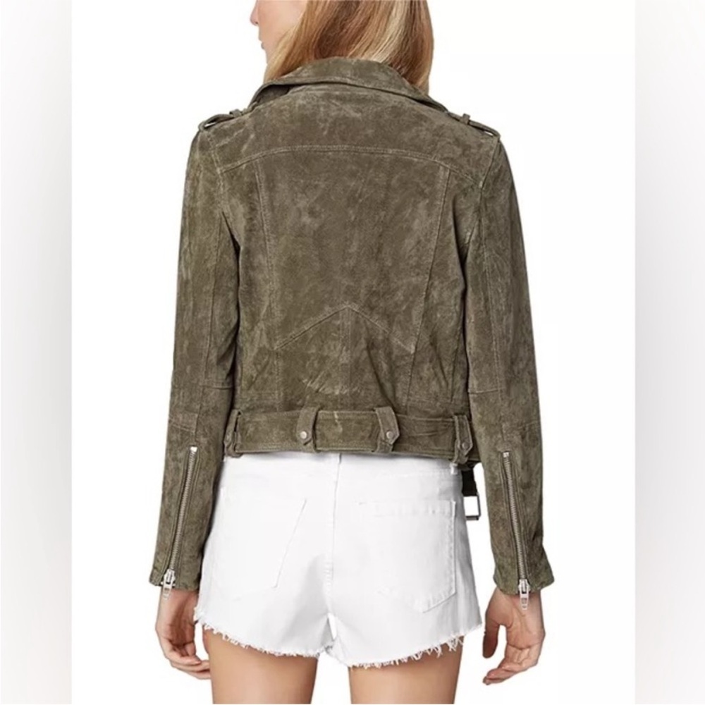 BLANKNYC Herb Green Suede Moto Jacket Belted Biker Leather Jacket M NWOT - Picture 4 of 16
